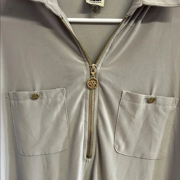 Anne Klein Gray Zip-Up Top - Picture 2 of 6